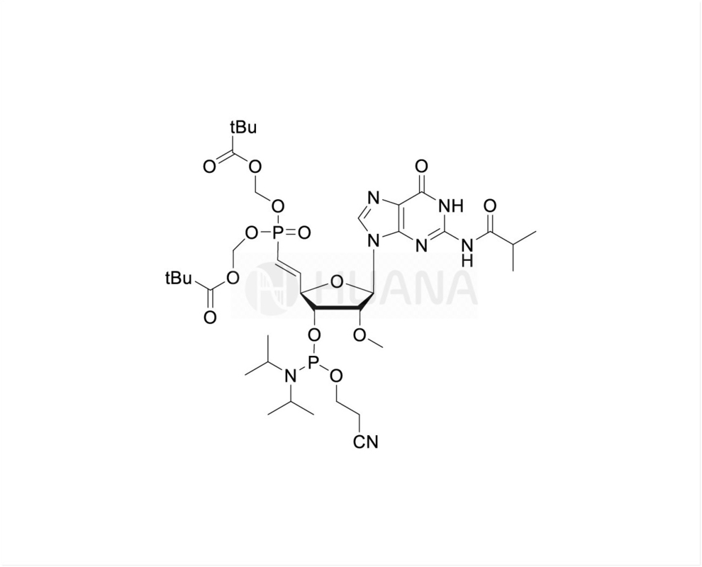 5'-POM- ((E) - vinilfosfonato-2'-O-Me-rG ((iBu)-3'-CE-fosforamidita